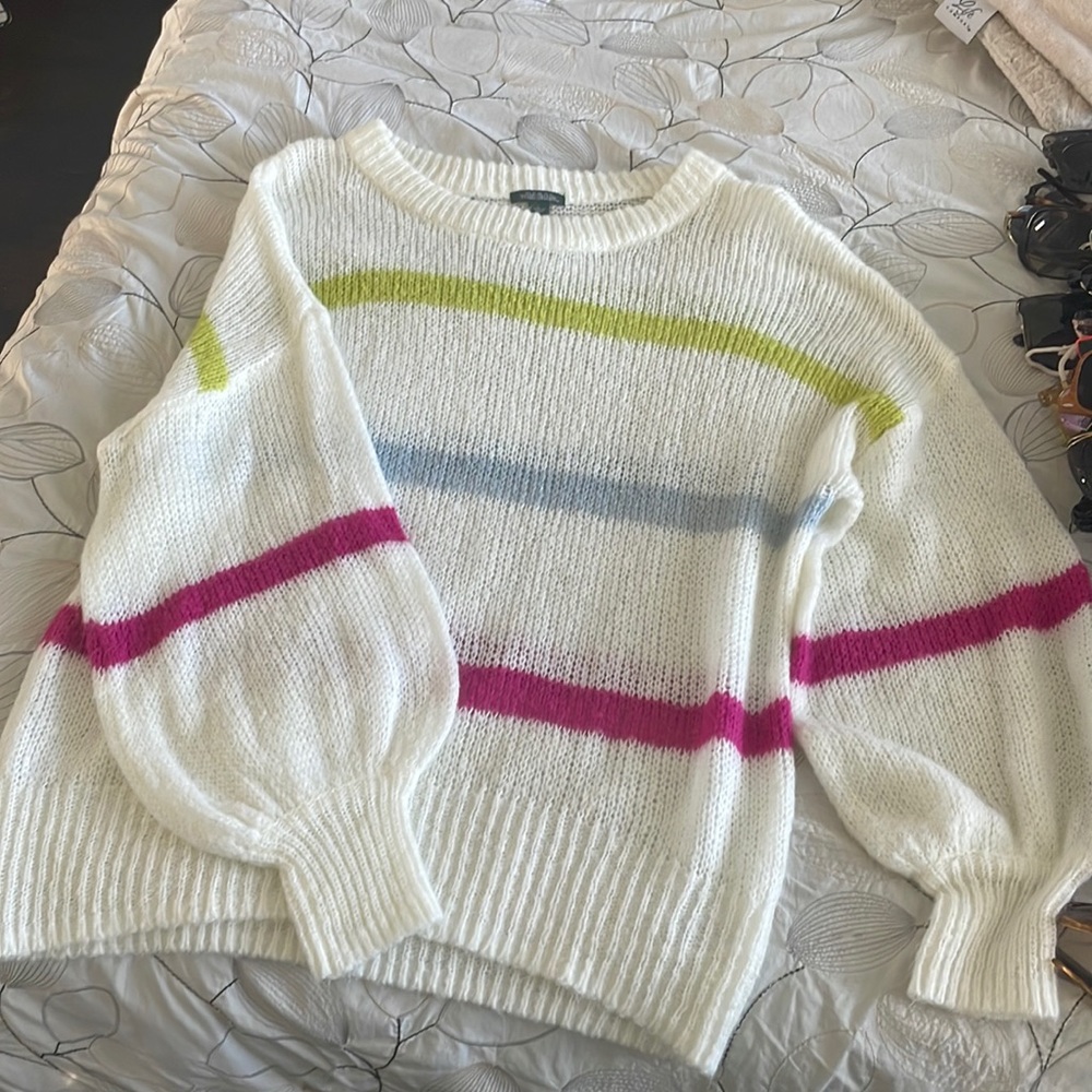 Wild Fable Women's Striped Crewneck Oversized Pullover Sweater Size L